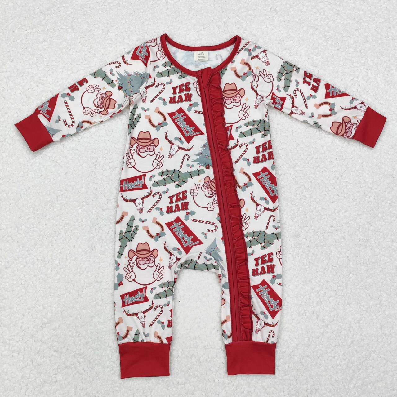 cowgirl western christmas santa claus zip romper