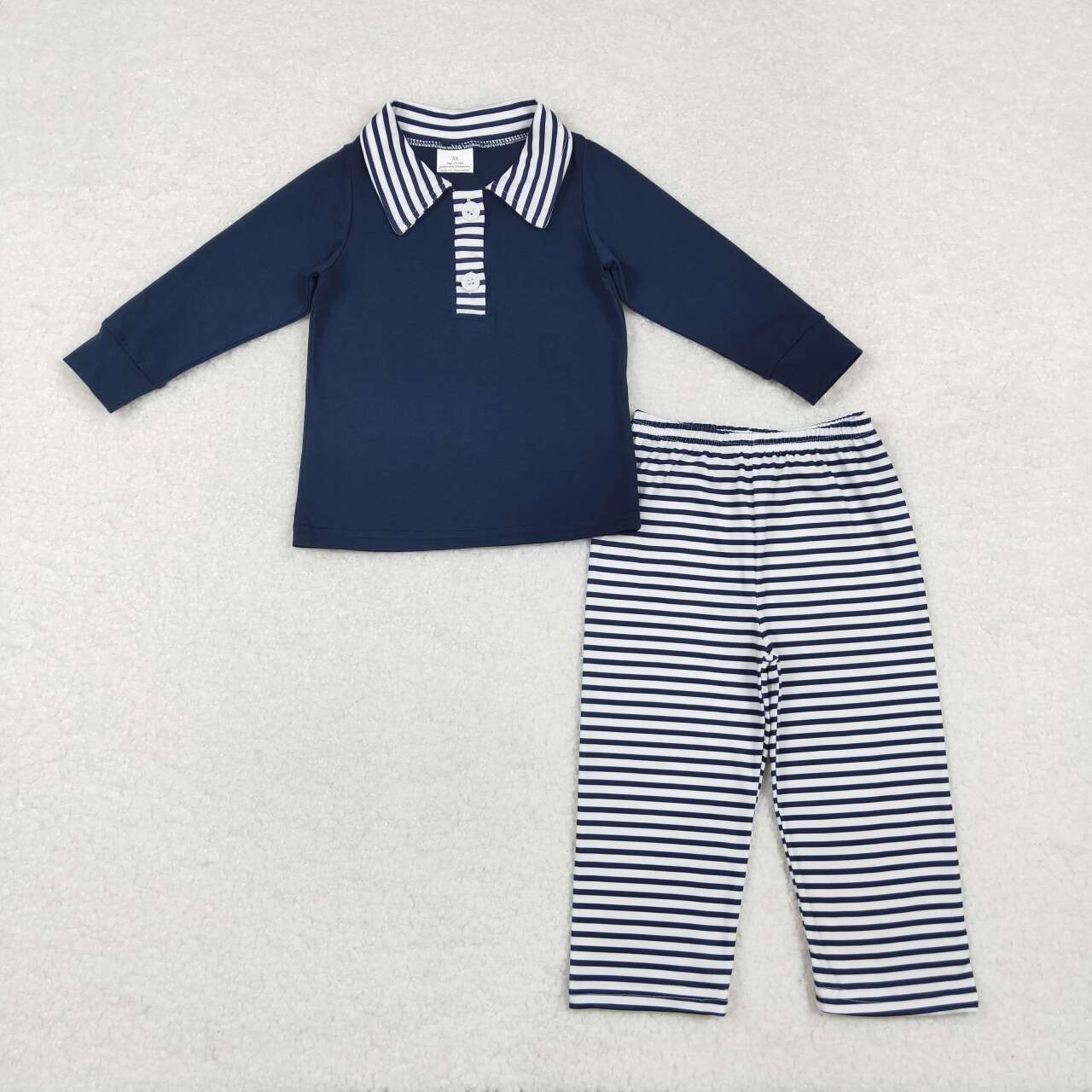 baby boy navy long sleeve top plaid pants fall winter clothes