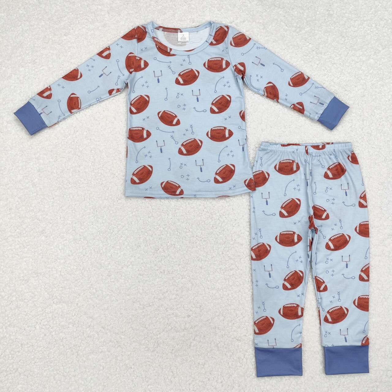 Toddle baby boy football game day matching bamboo pajama set