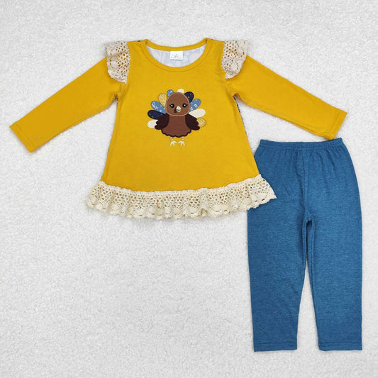 baby girl embroidery thanksgiving turkey tunic top leggings butique fall winter clothes