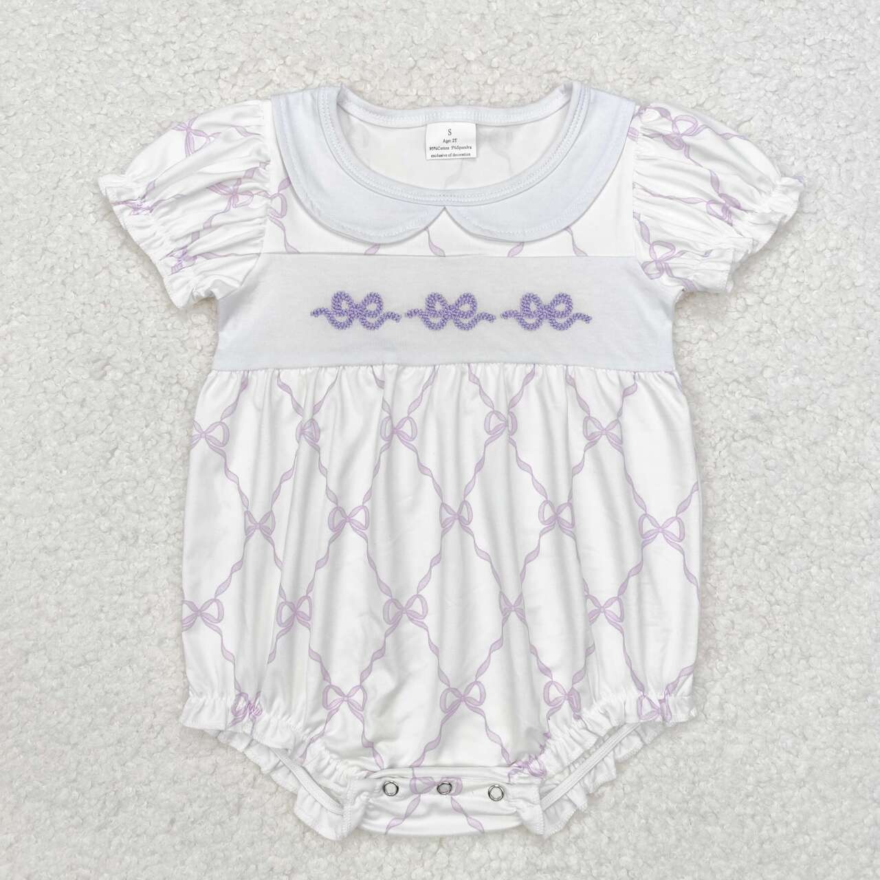 wholesale kids baby girls embroidery bow boutique matching romper