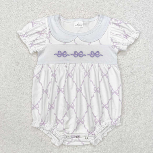 wholesale kids baby girls embroidery bow boutique romper