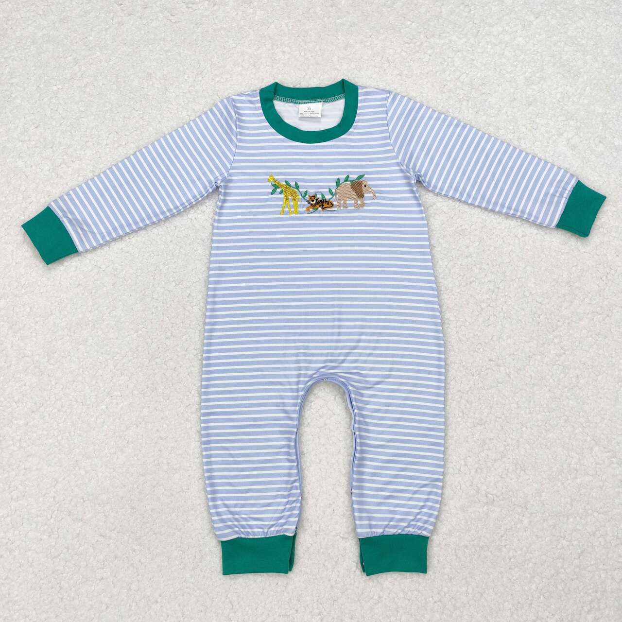 Infant boy embroidery elephant tige animal romper