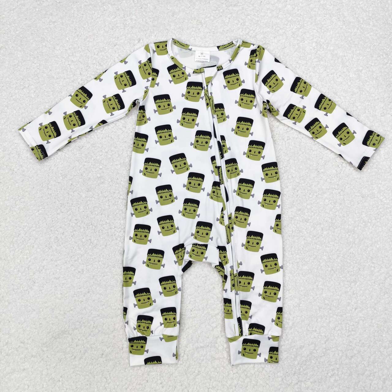 toddle baby boy halloween green face cartoon zip romper