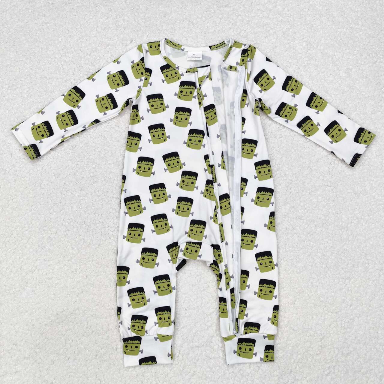 toddle baby boy halloween green face cartoon zip romper