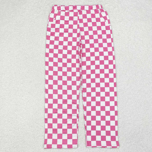 Adult women pink checkered pants