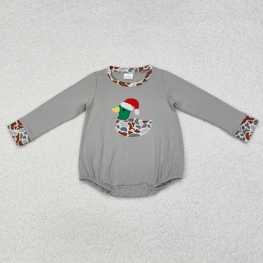 toddle boy embroidery Christmas camo duck  romper