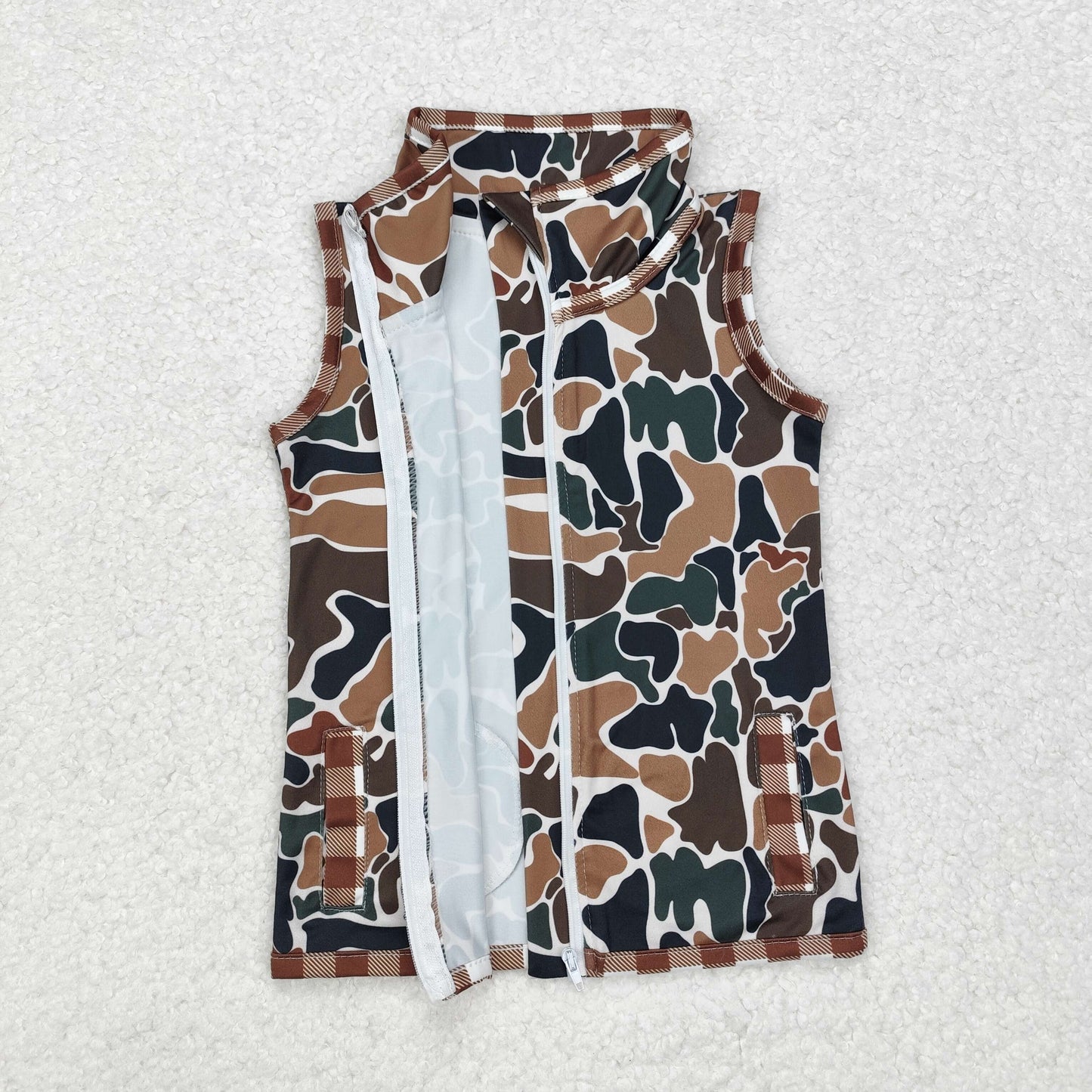 Infant baby boy camo zip up vest top