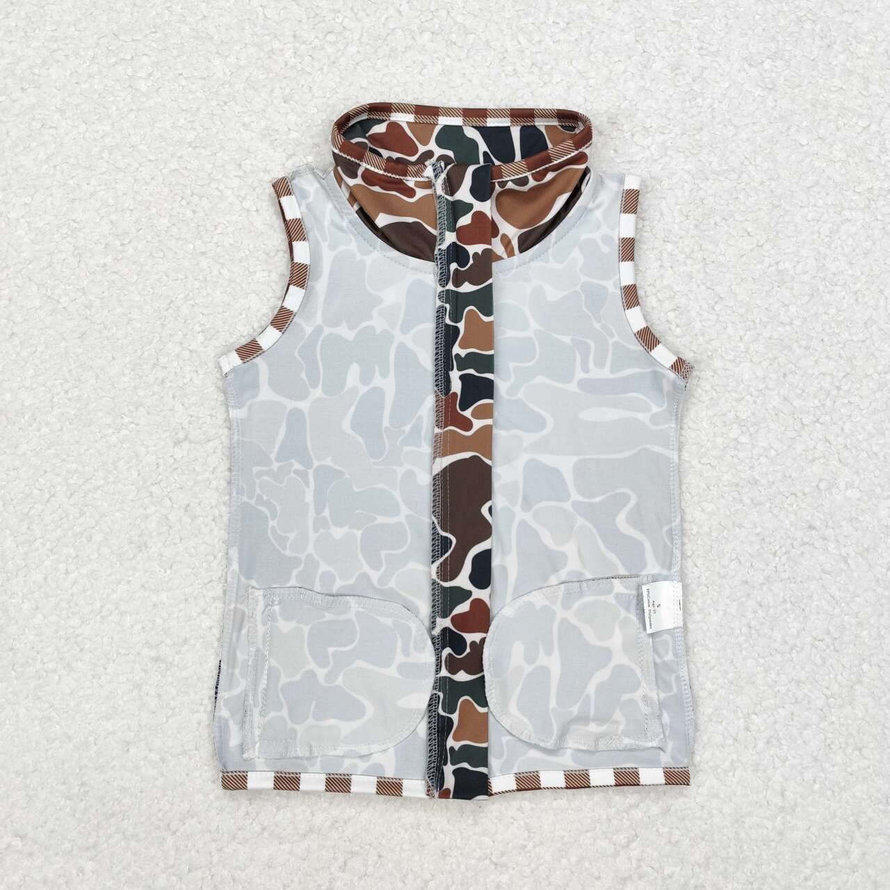 Infant baby boy camo zip up vest top