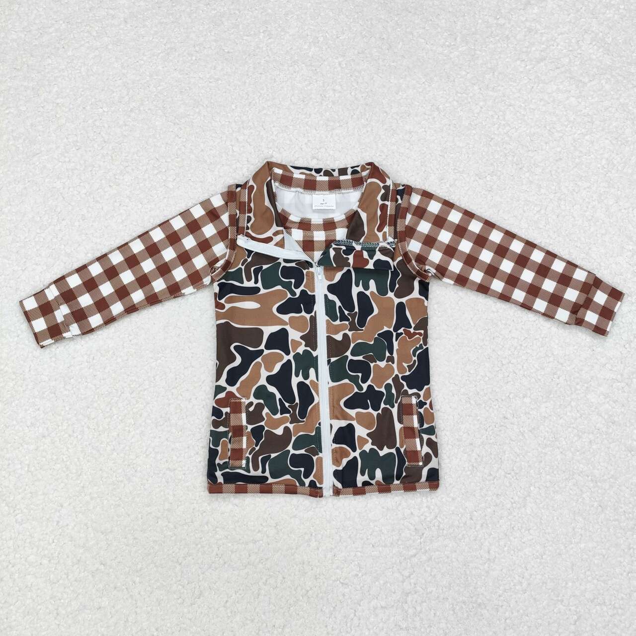 Boy long sleeve brown top camo vest top clothes