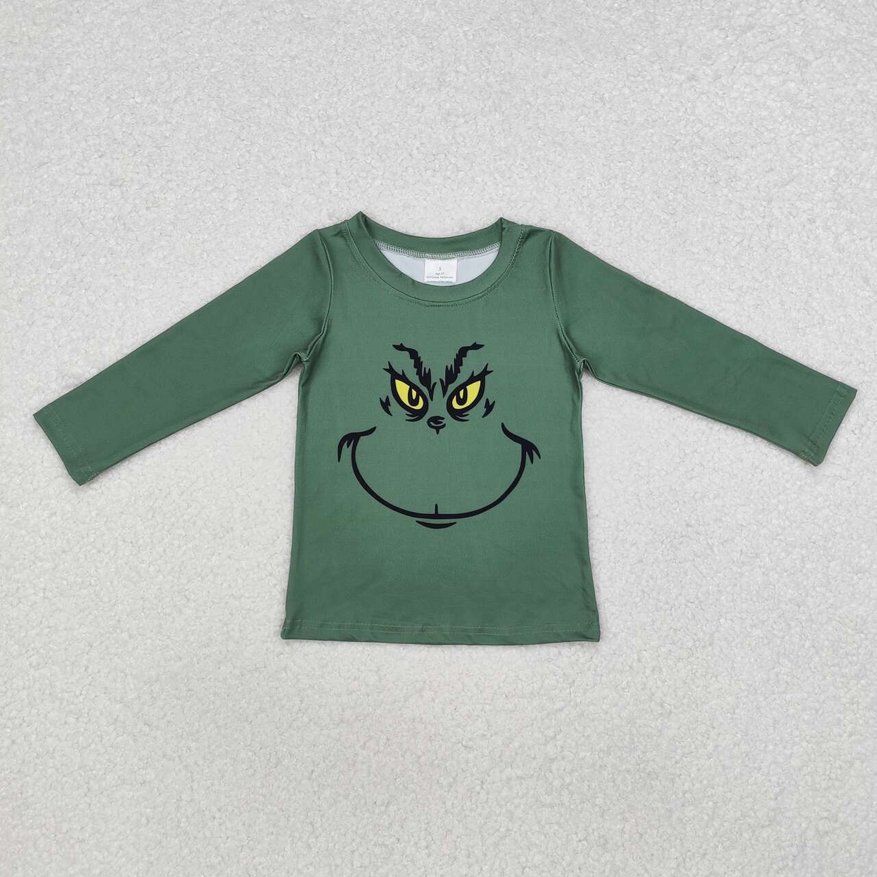 christmas green face boy long sleeve green shirt