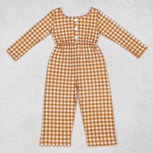 Orange plaid baby girls wide leg jumpsuit