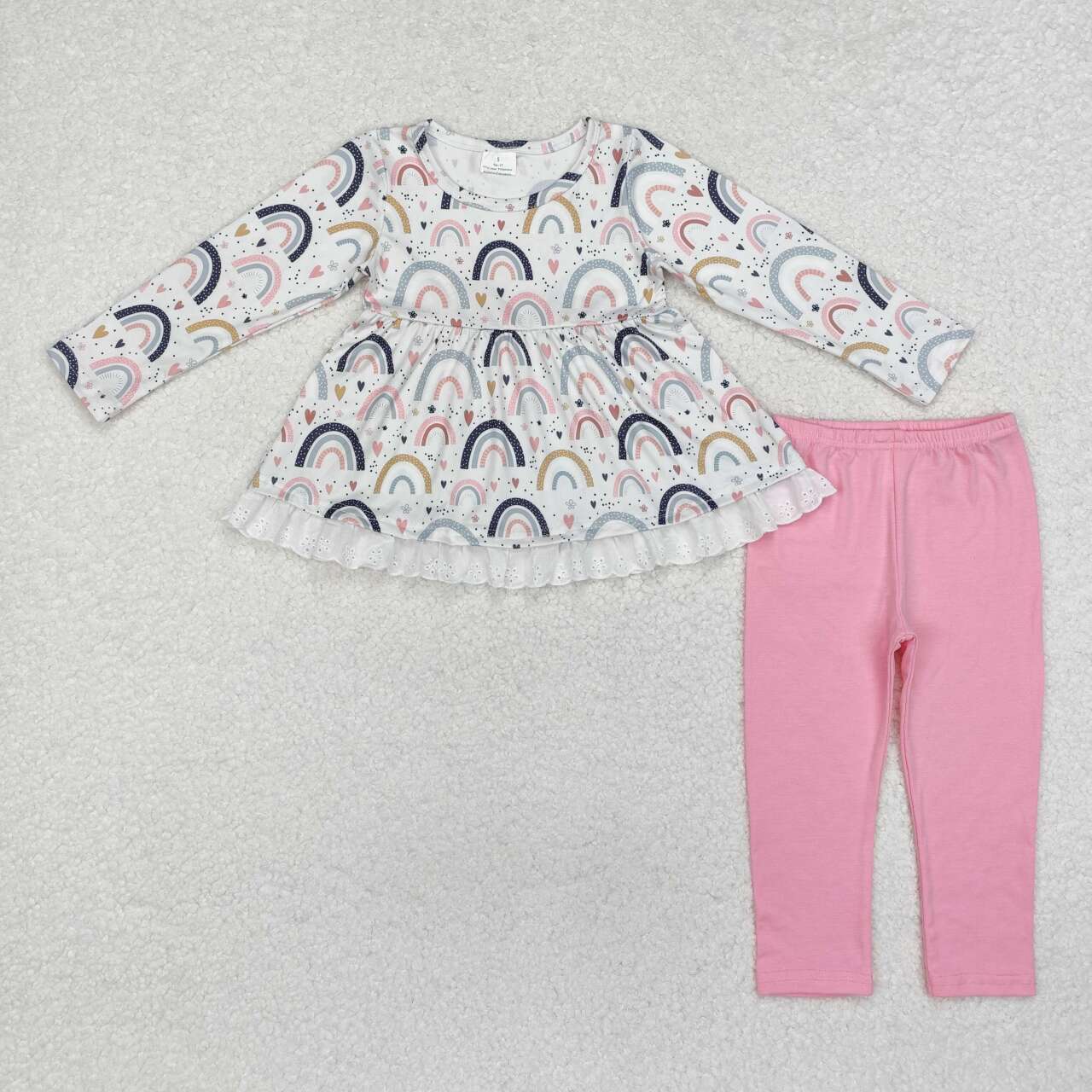 Toddle girl rainbow tunic top pink leggings spring fall boutique wholesale clothes