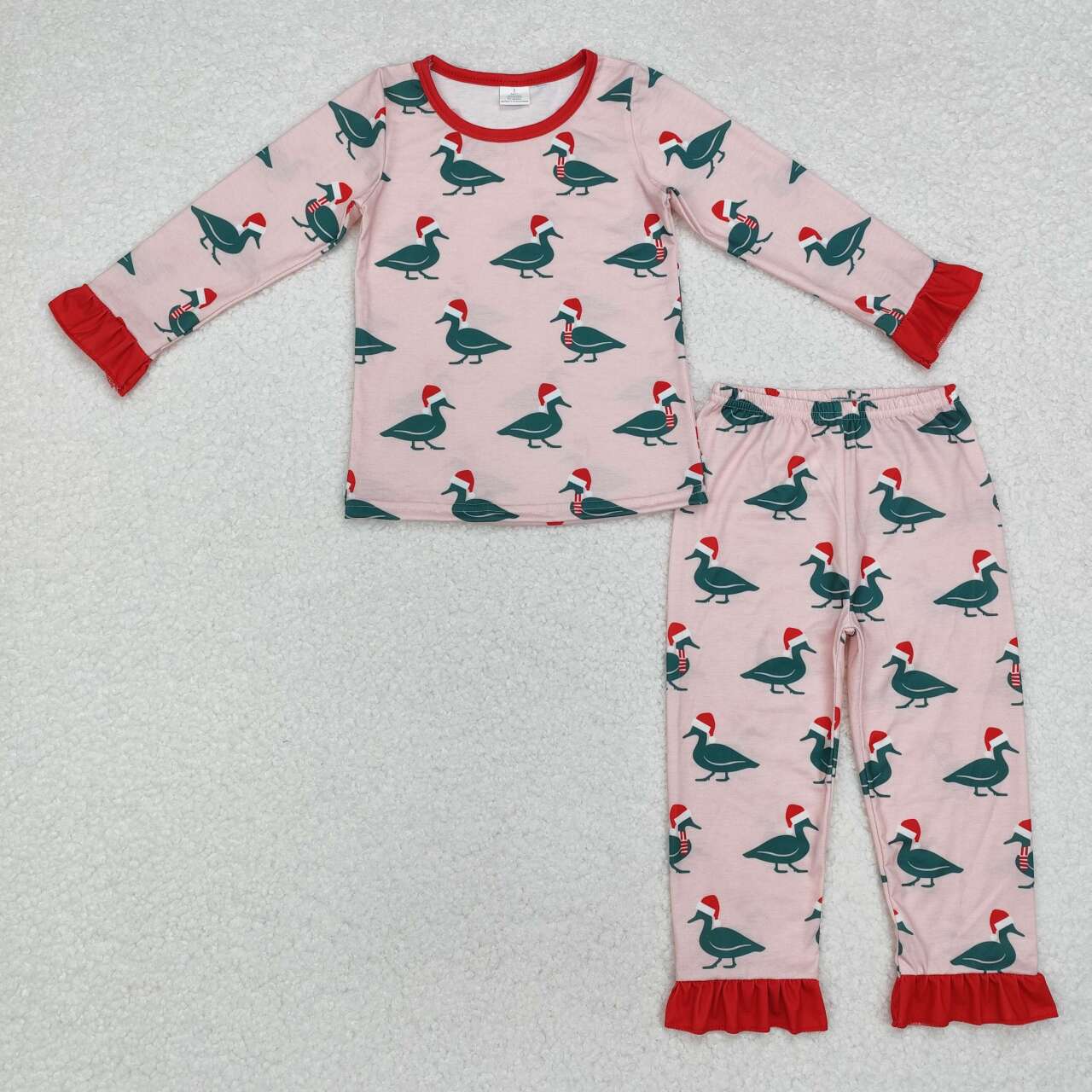 baby girl Christmas duck long sleeve bamboo pajama set outfit