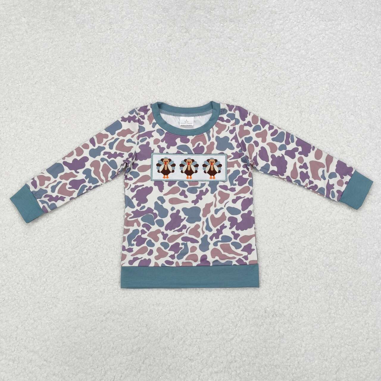 Embroidery Thanksgiving Turkey baby boy camo print matching clothes