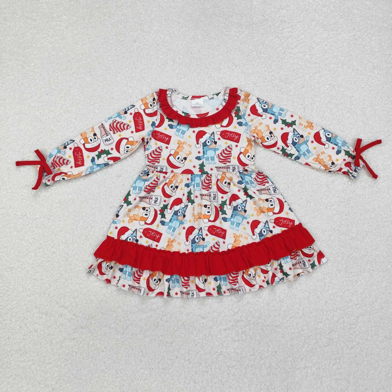 toddle baby girl Chritmas blue cartoon dog fall winter dress