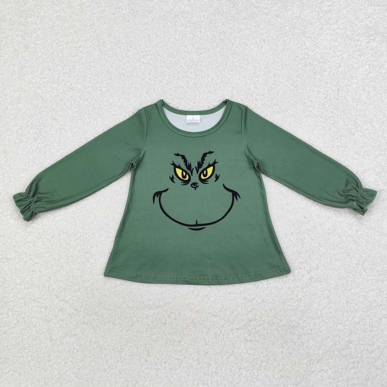 christmas green face long sleeve tunic top
