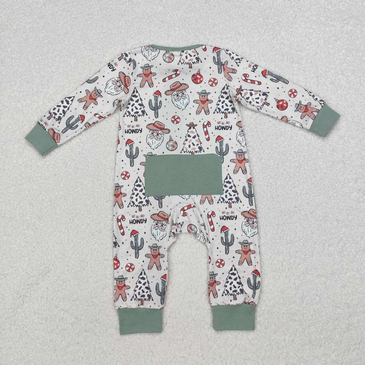 cowboy western howdy Christmas gingerbread cactus zip romper