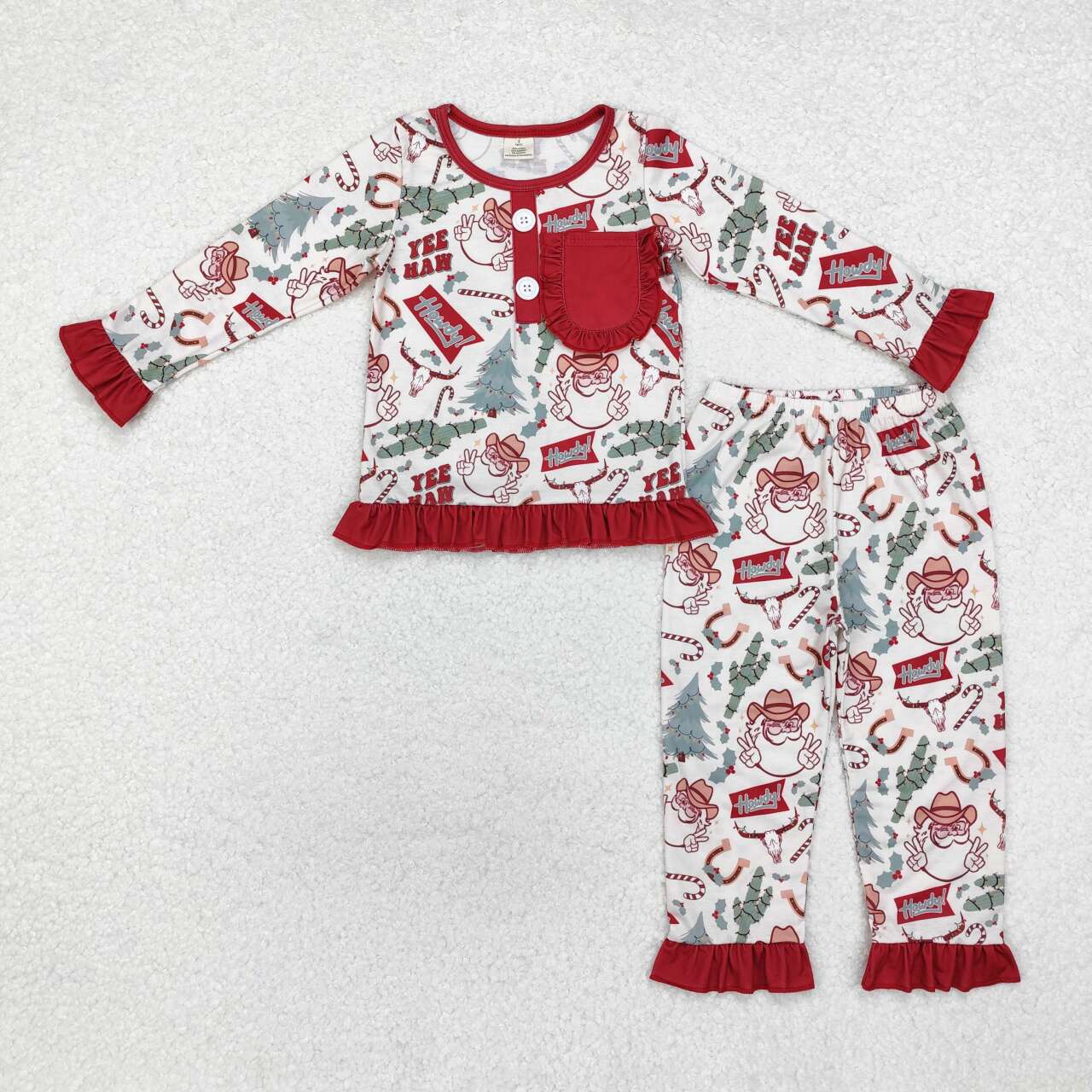 sister brother western christmas santa claus matching pajama set