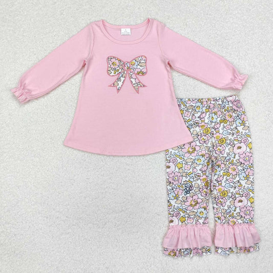 baby girl embroidery flower print long sleeve matching fall winter clothes