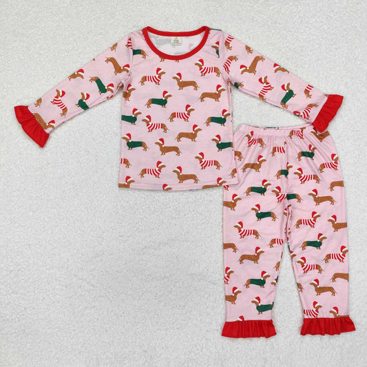 Christmas dog baby girls fall winter clothing set