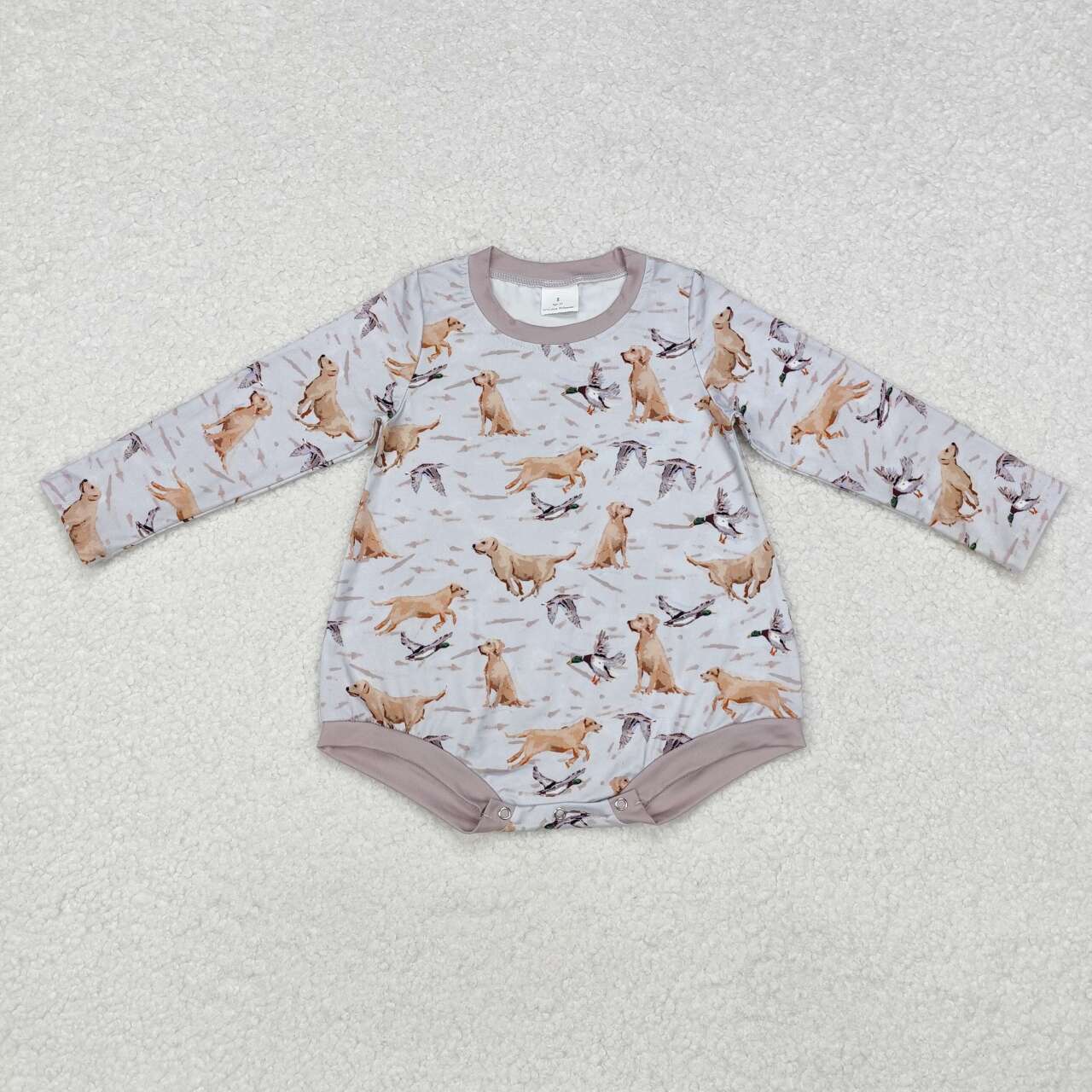 Mallard duck dog baby boy long sleeve romper