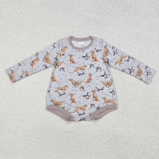 Mallard duck dog baby boy long sleeve romper