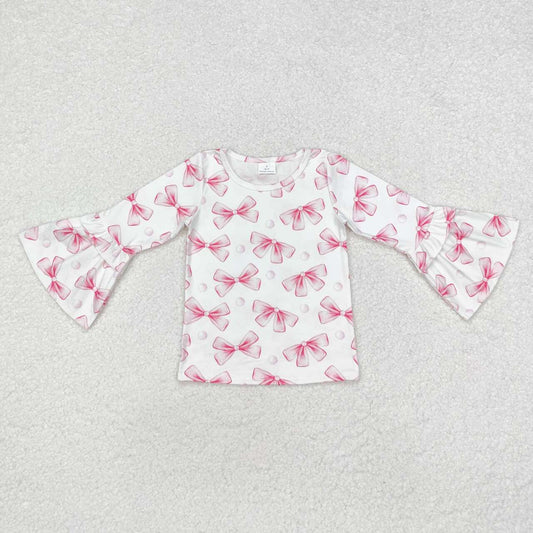 Baby Girls Pink Bow Long Sleeve Boutique Top