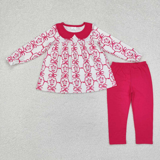 baby girl pink bow tunic top matching pants butique fall winter clothes