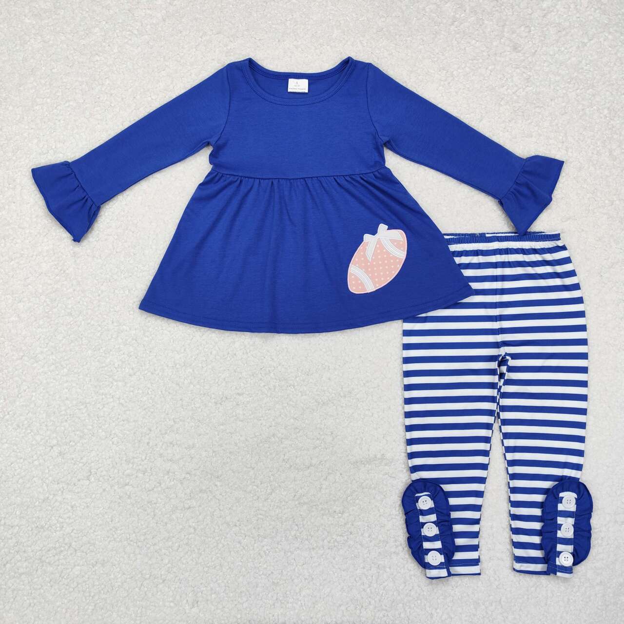 best sister embroidery football blue tunic top matching pants butique fall winter clothes