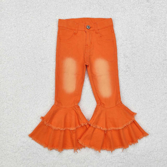 Hot sale baby girls orange denim pants