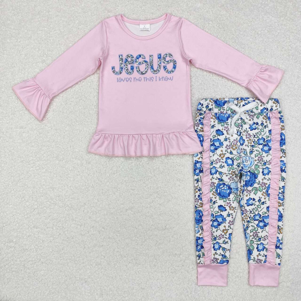 Jesus love me this sister brother floral clothing set