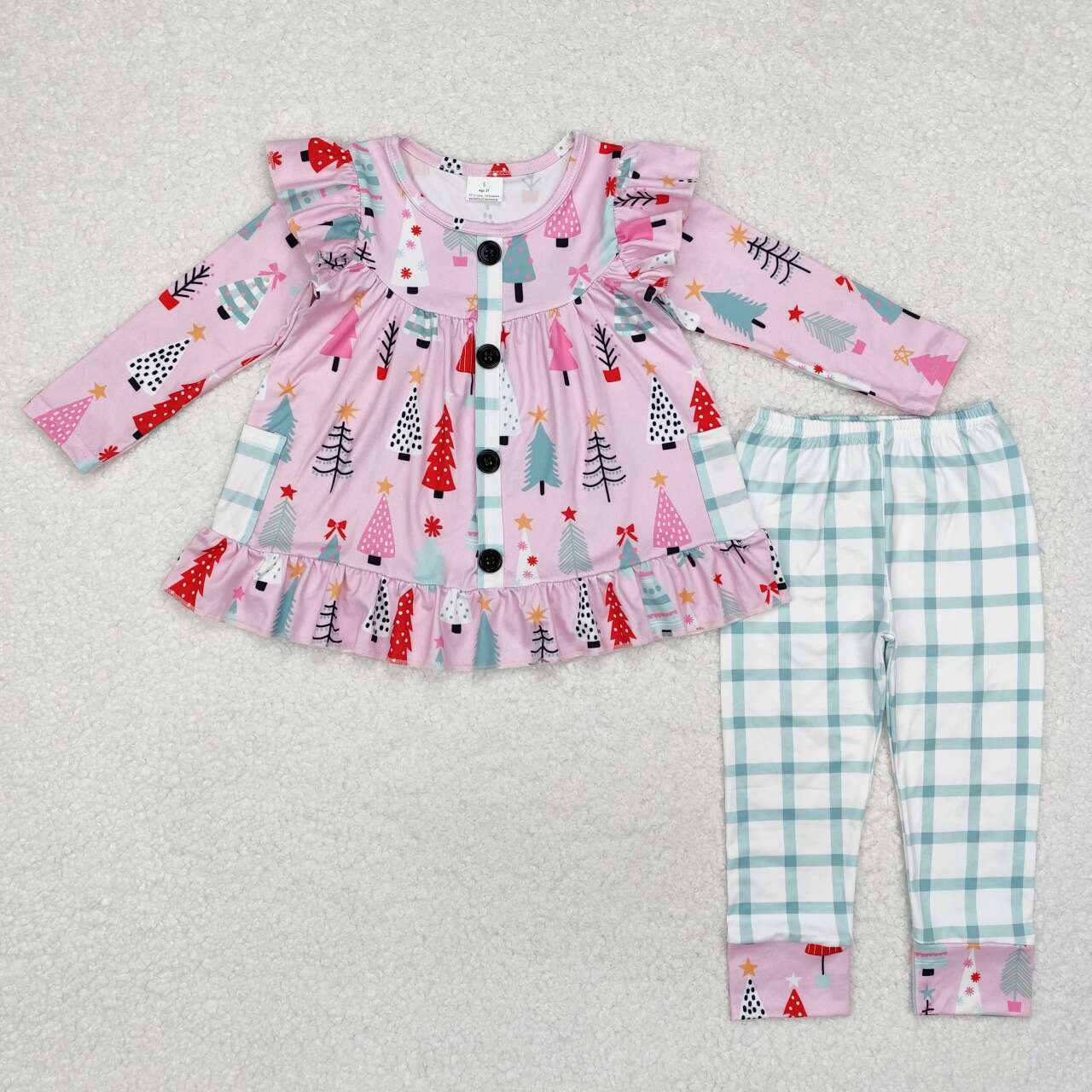 baby girl Christmas tree tunic top matching pants long sleeve clothes