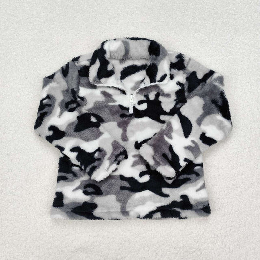 infant baby boy grey camo Sherpa jacket pullover coat