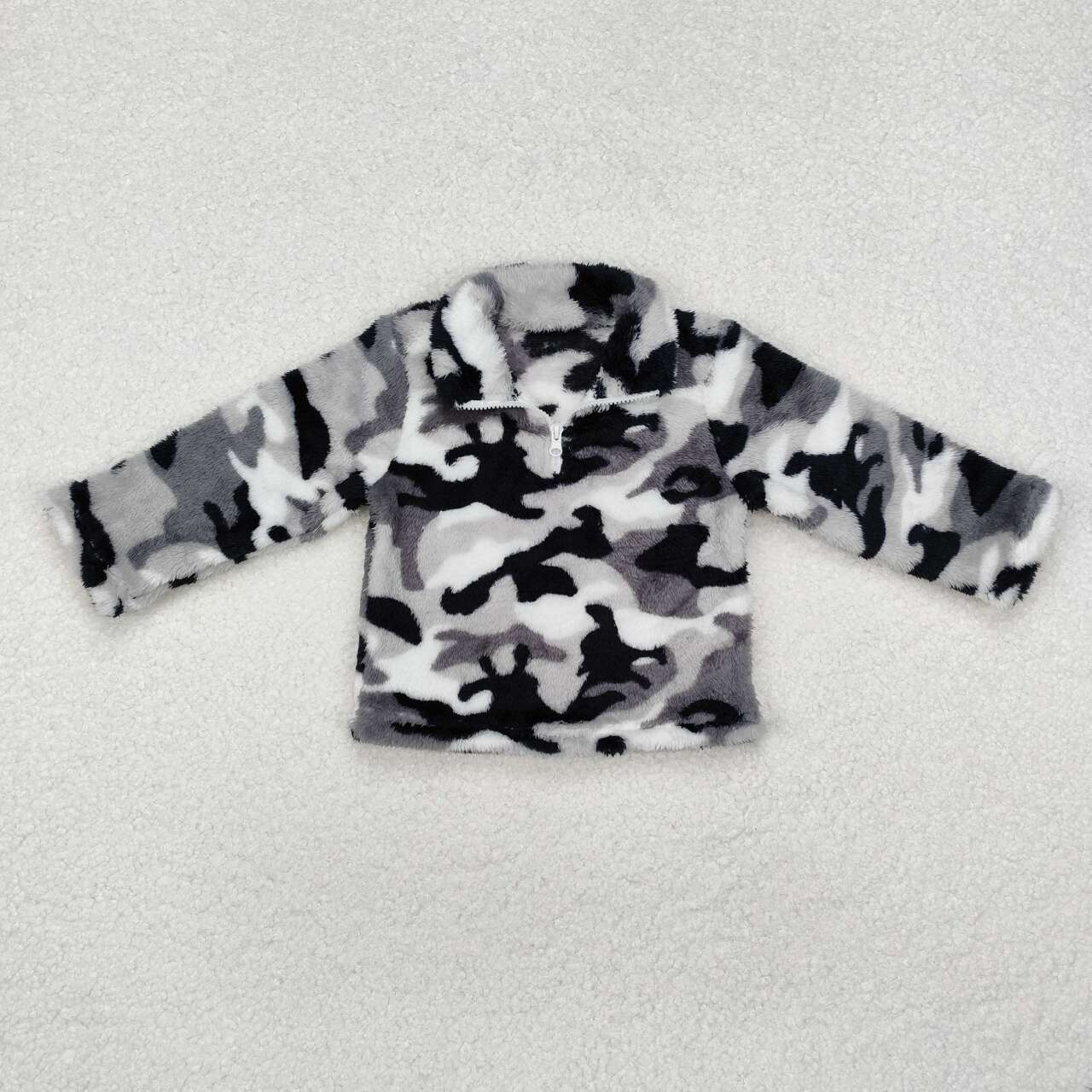 infant baby boy grey camo Sherpa jacket pullover coat