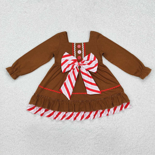 wholesale kids girls Christmas gingerbread long sleeve boutique dress