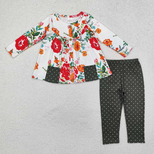 Red floral pocket tunic top matching leggings boutique fall winter clothes