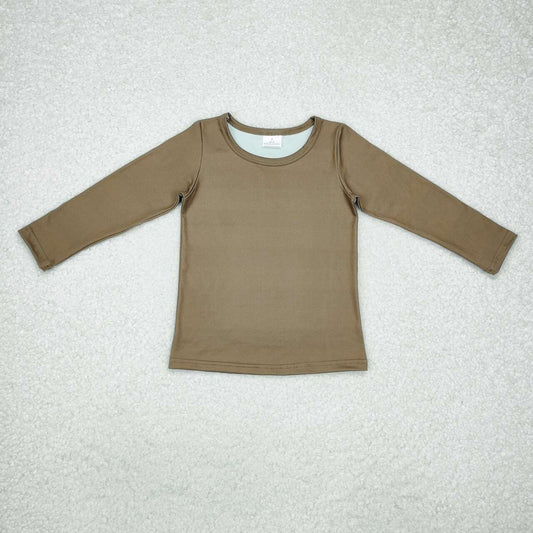 Infant baby kids long sleeve brown cotton top