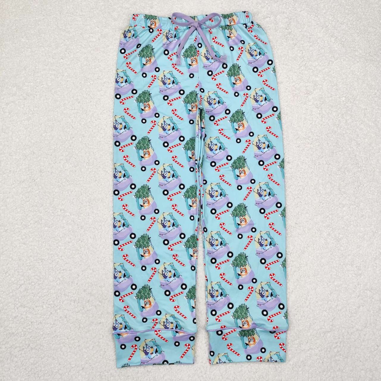 Adult women christmas candy cane blue cartoon dog  pants