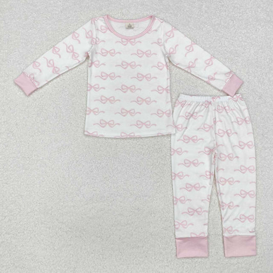 Baby girl pink bow matching pants bamboo clothes