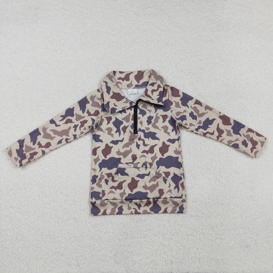 Baby Boy Dark Blue Camo Long Sleeve Pullover Top