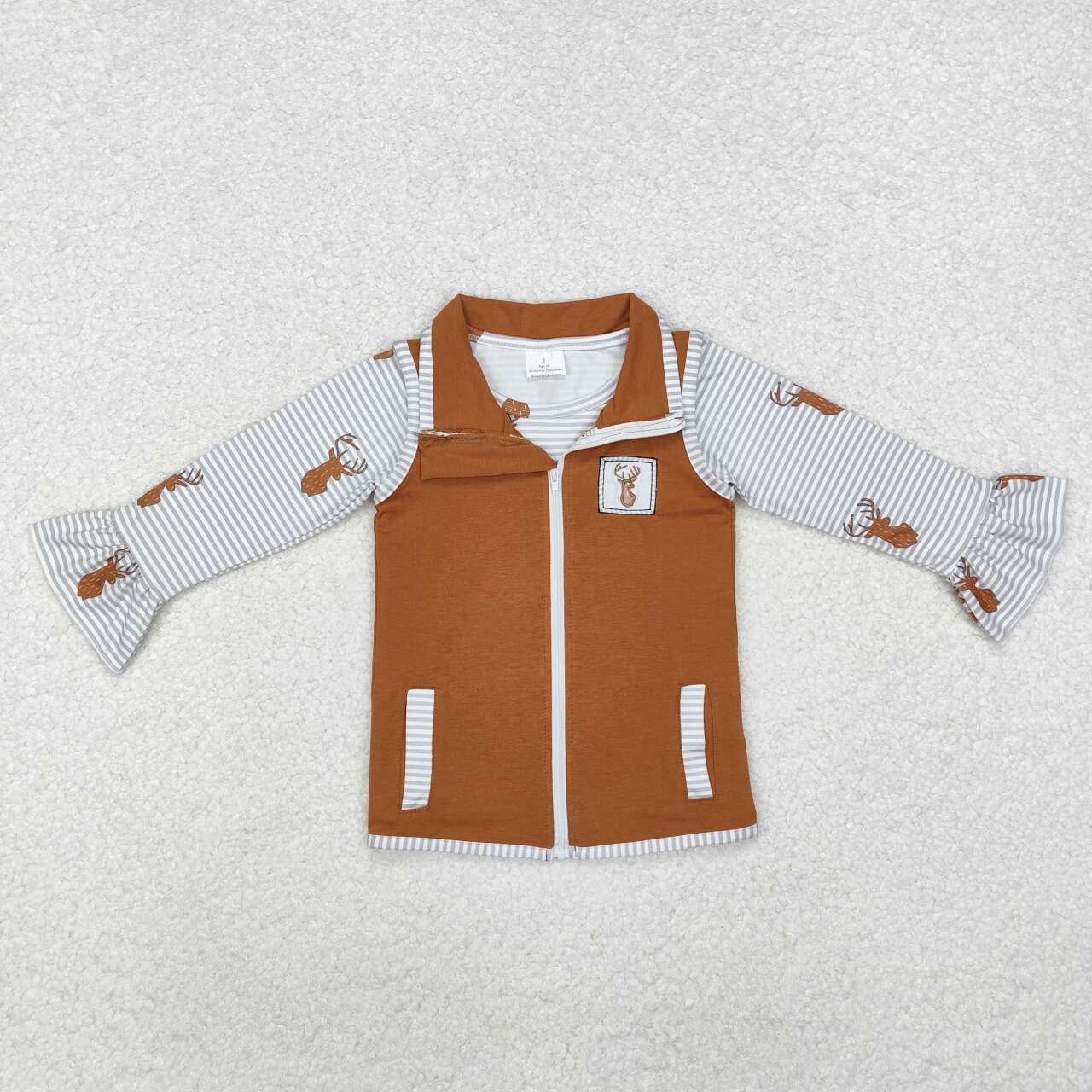 Boy long sleeve reindeer top matching vest top clothes