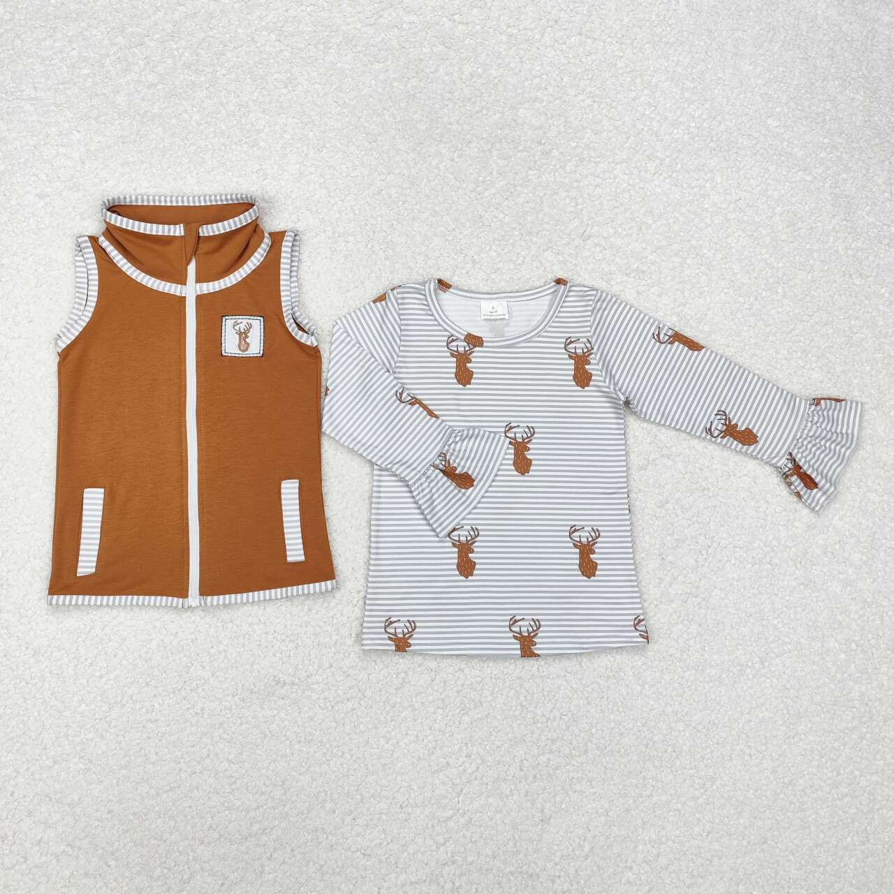 Boy long sleeve reindeer top matching vest top clothes