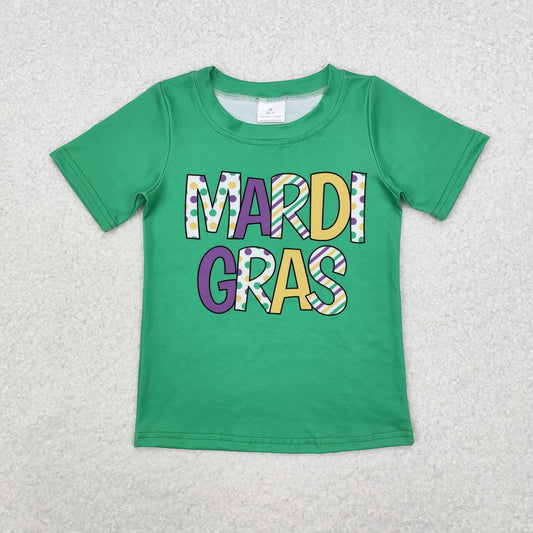 Mardi Gras short sleeve green t-shirt top