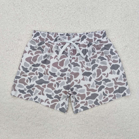 Infant baby boy grey camo swim trunks