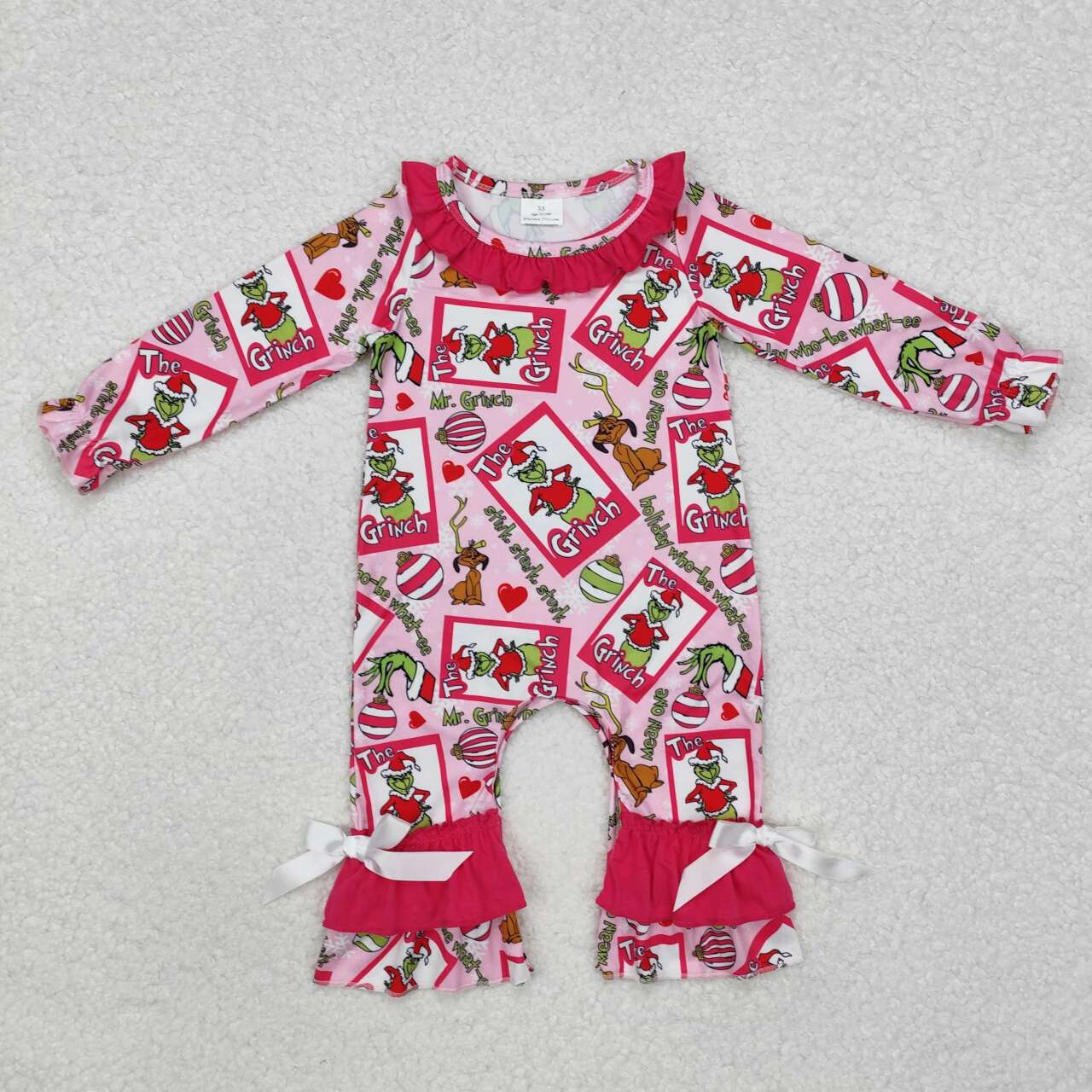 Toddle baby girl Christmas green face romper