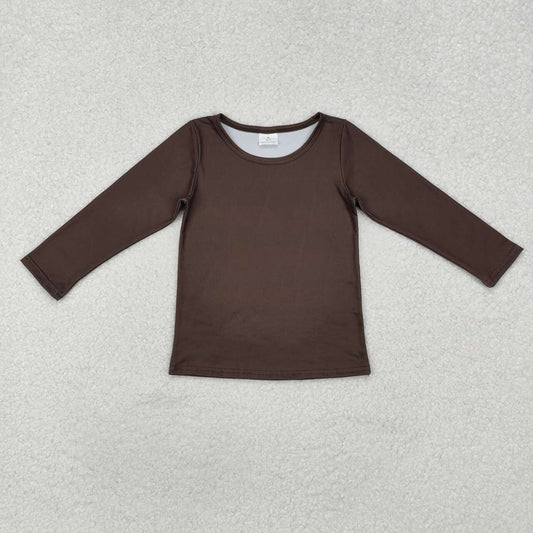 Infant baby kids long sleeve dark brown cotton top