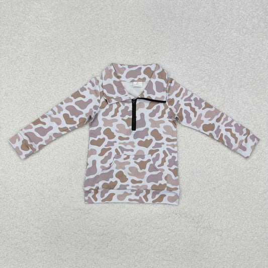 Baby Boy Grey Camo Long Sleeve Pullover Top