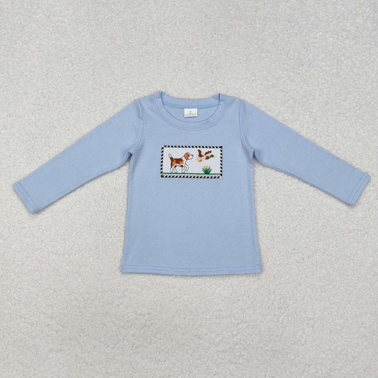 Toddle baby boy long sleeve embroidery mallard duck dog top