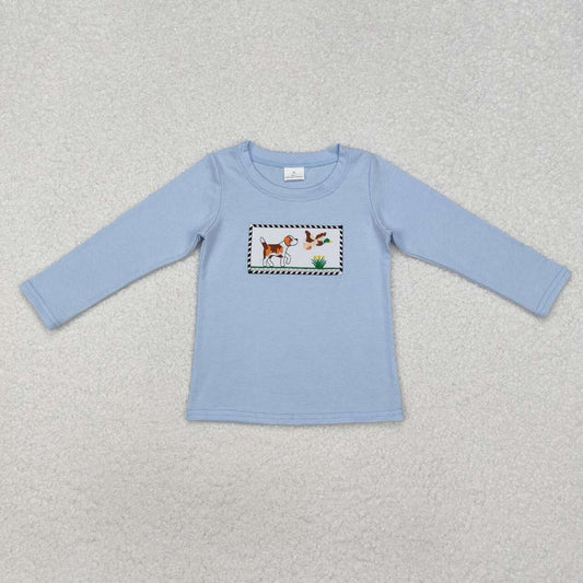 Toddle baby boy long sleeve embroidery mallard duck dog top